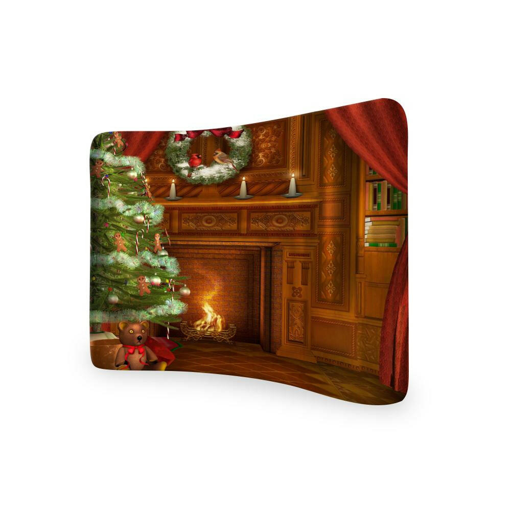 Chimney Christmas  CURVED TENSION FABRIC MEDIA WALL.