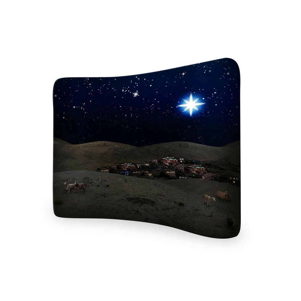 Christmas Bethlehem Night Scene CURVED TENSION FABRIC MEDIA WALL.