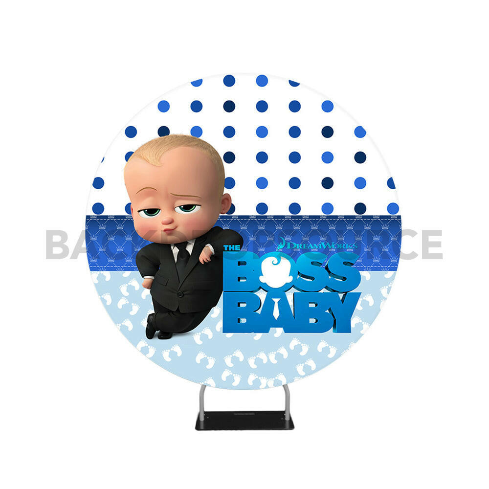 The Boss Baby Themed Circle Round Photo Booth Backdrop.