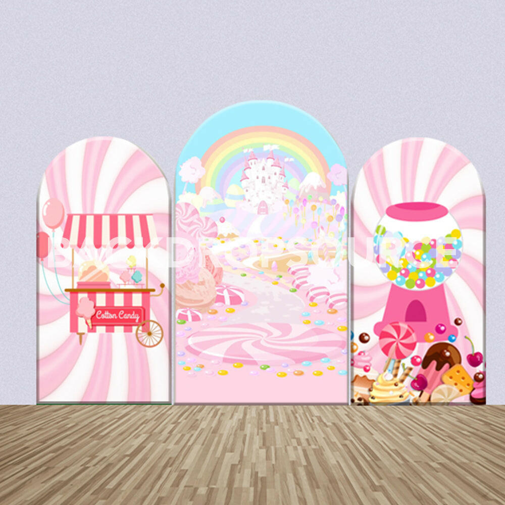Rainbow Castle and Candyland  Themed Party Backdrop Media Sets for Birthday / Events/ Weddings.