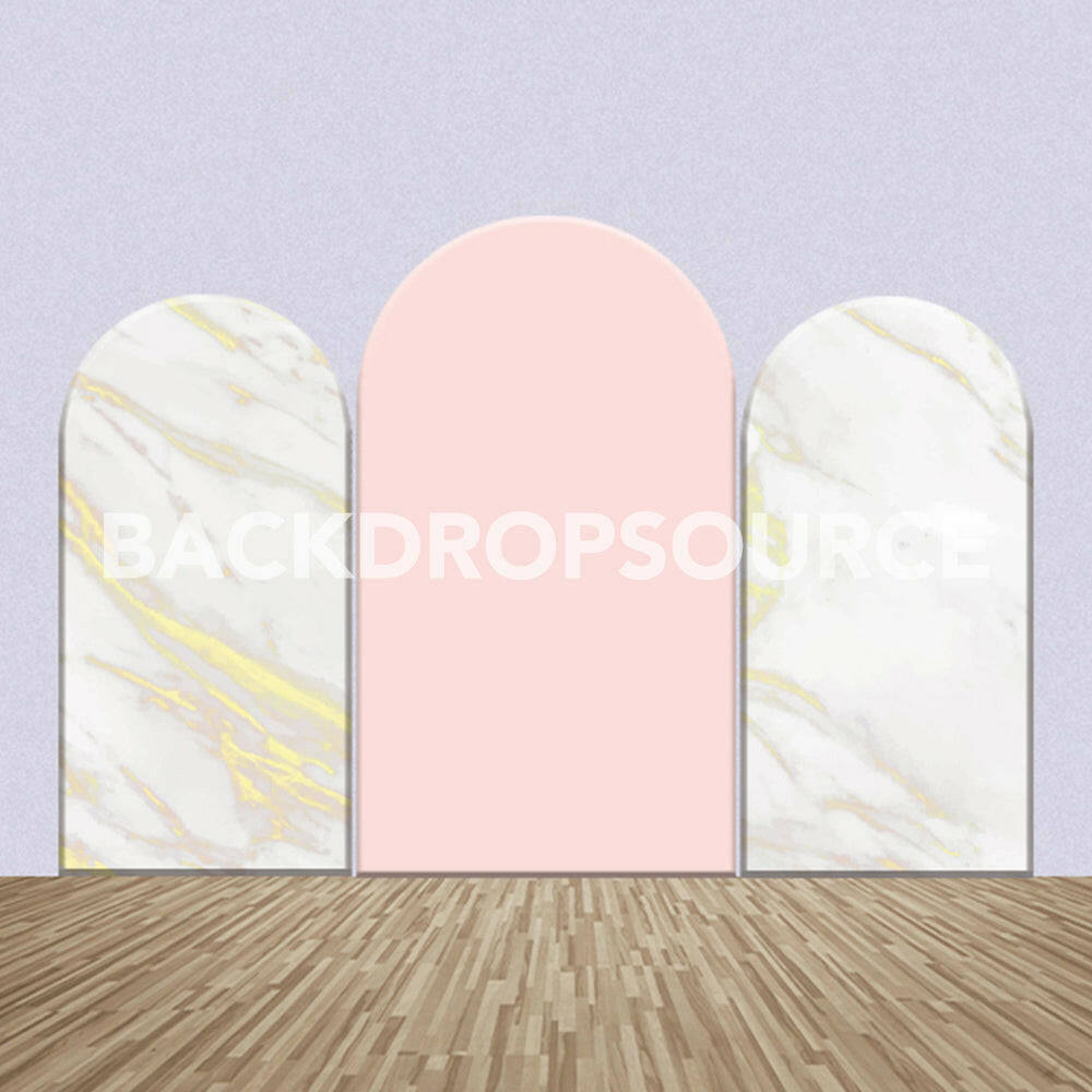 Peach and White Marble Themed Party Backdrop Media Sets for Birthday / Events/ Weddings.