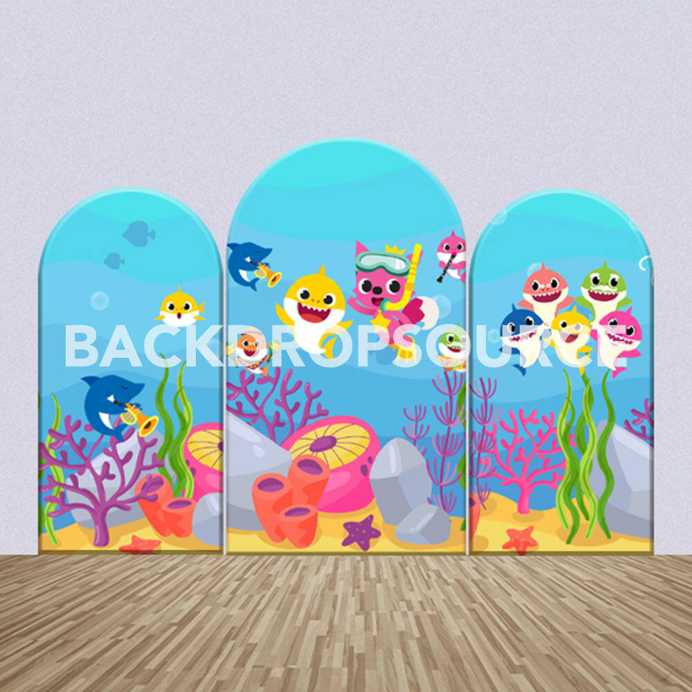 Baby shark Themed Party Backdrop Media Sets for Birthday / Events/ Weddings.