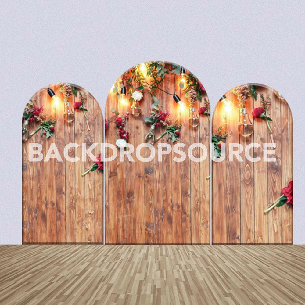 Wooden Door with Lights Themed Party Backdrop Media Sets for Birthday / Events/ Weddings.
