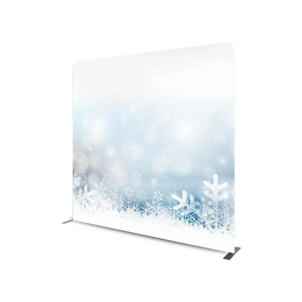 WINTER THEMED STRAIGHT TENSION FABRIC MEDIA WALL.