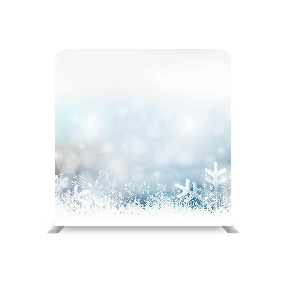 WINTER THEMED STRAIGHT TENSION FABRIC MEDIA WALL.