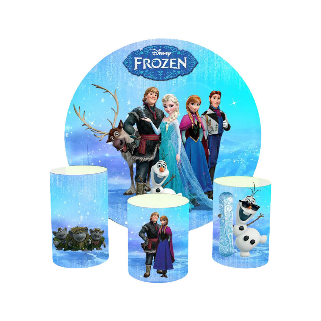 Frozen Princess Event Party Round Backdrop Kit - Model 1.