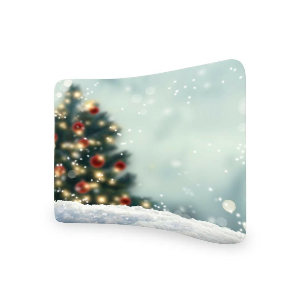 Snowy Blue CURVED TENSION FABRIC MEDIA WALL.