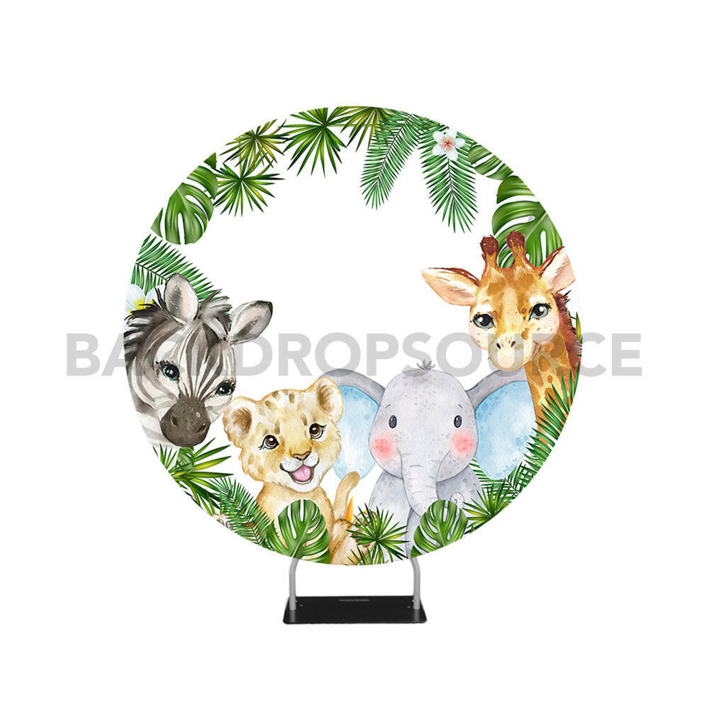 Zoo Themed Circle Round Photo Booth Backdrop.