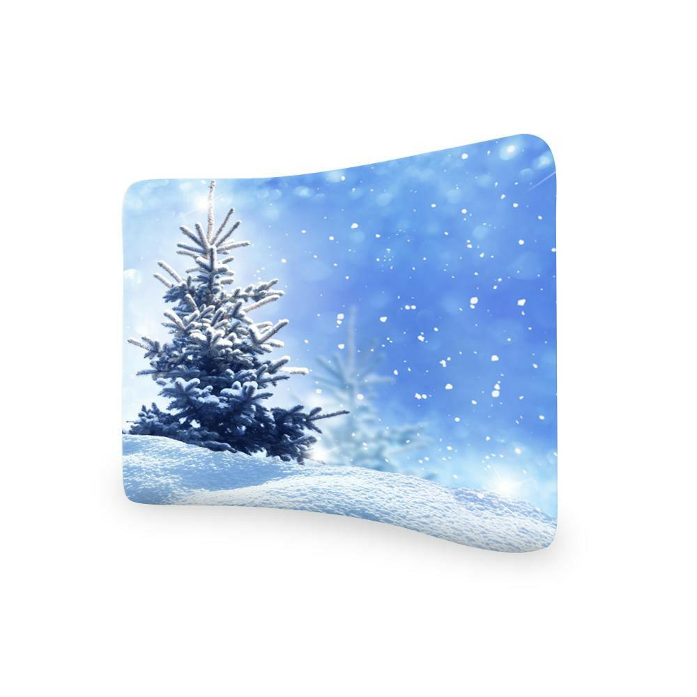 Frozen Tree Blue Glittering Sky CURVED TENSION FABRIC MEDIA WALL.
