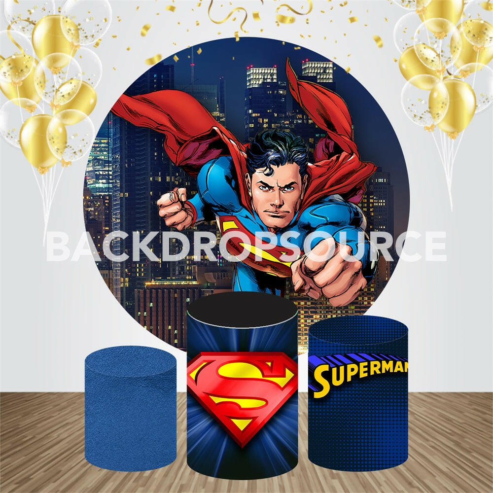 Super Man Event Party Round Backdrop Kit.