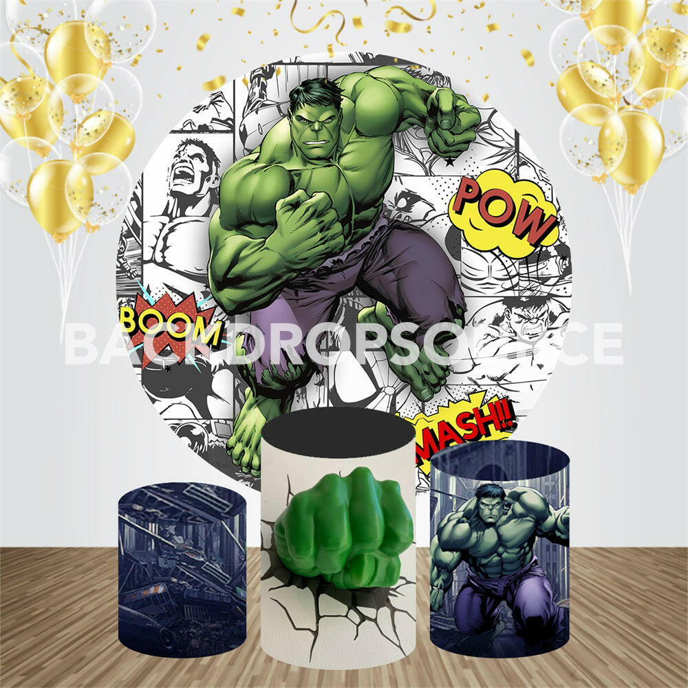 Avengers Hulk Event Party Round Backdrop Kit.