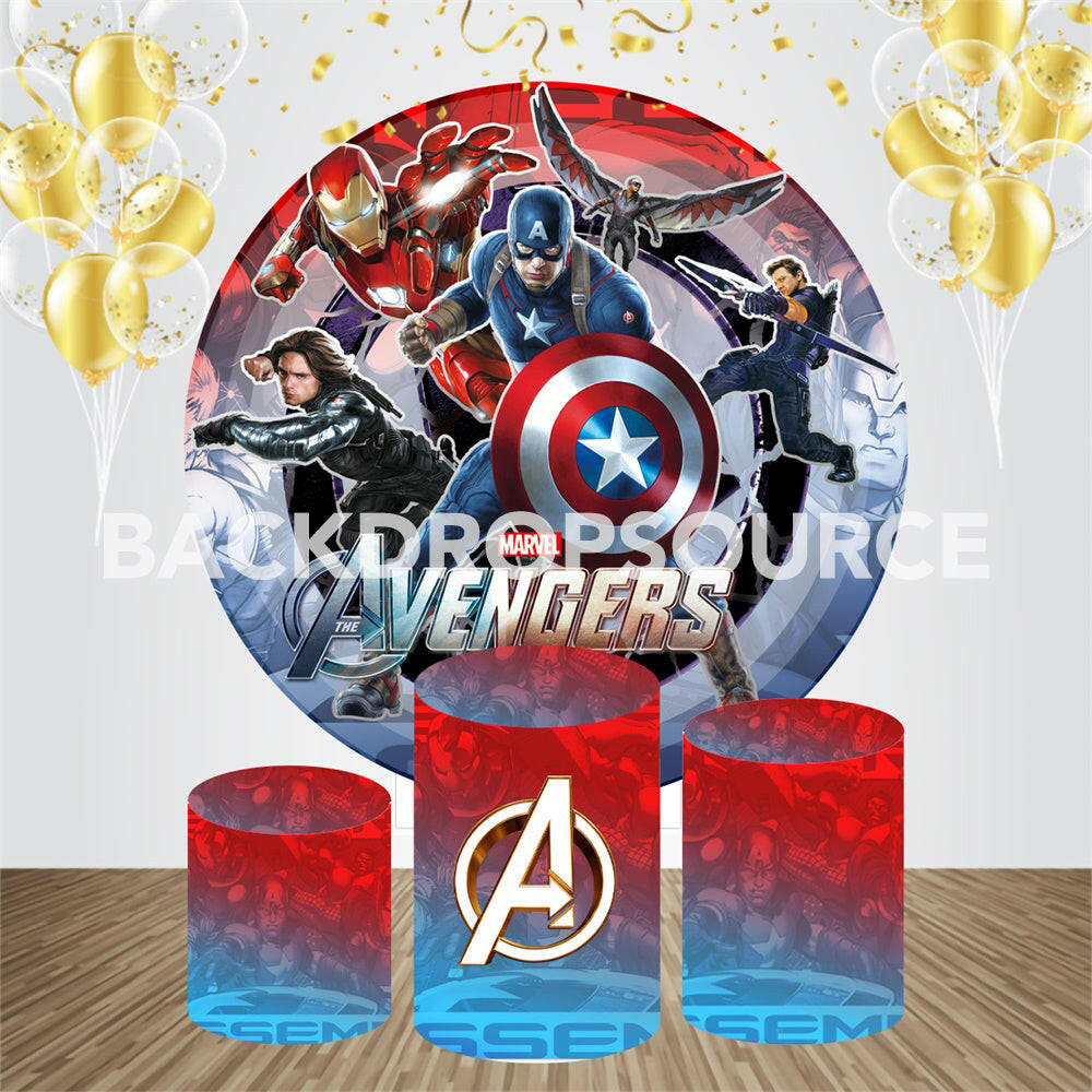 Avengers Captain America Event Party Round Backdrop Kit.