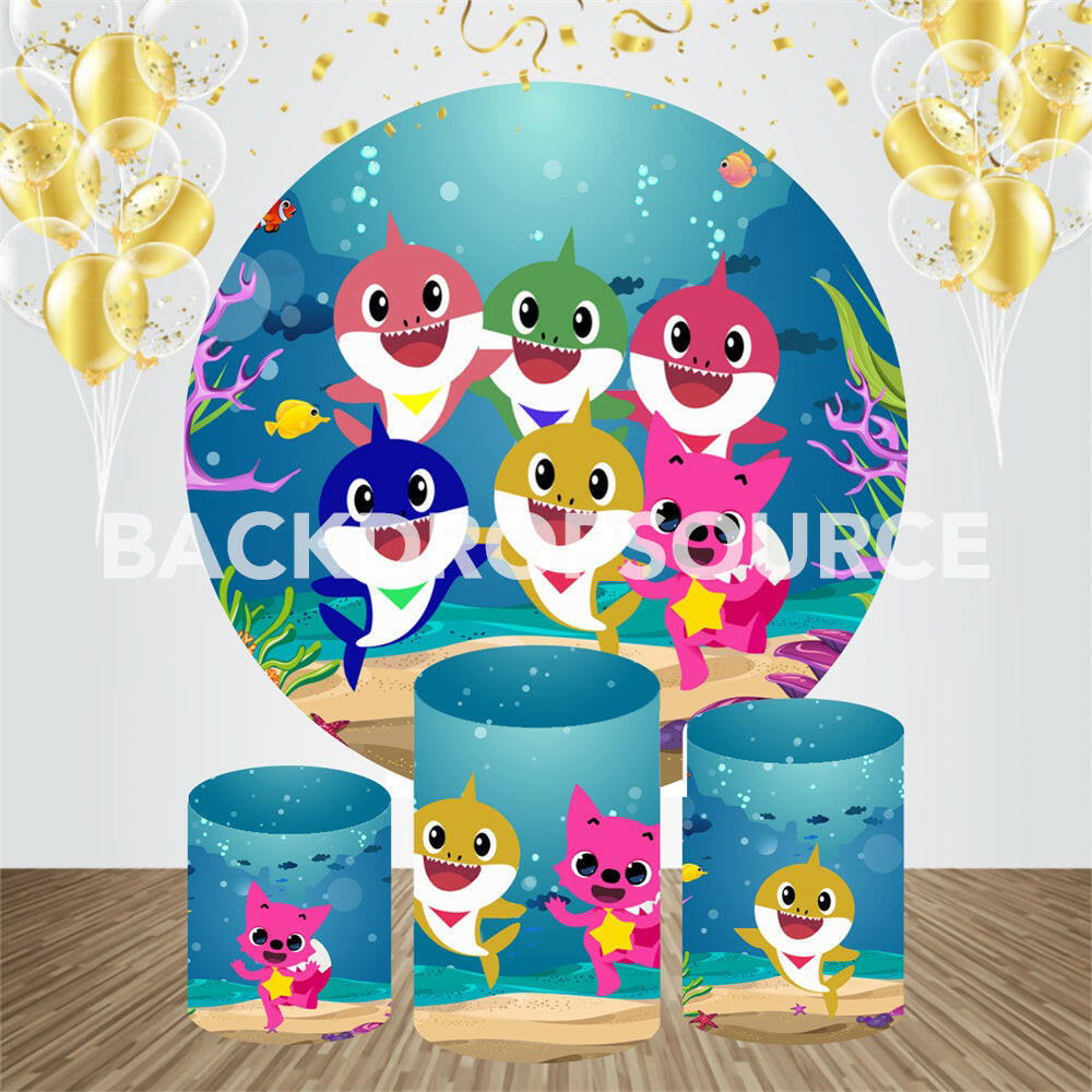 Baby Shark Event Party Round Backdrop Kit.