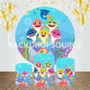 Cartoon Shark Fishes Event Party Round Backdrop Kit.