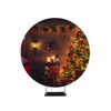 Beautiful Living Room Decorated for Christmas Circle Backdrop Stand.