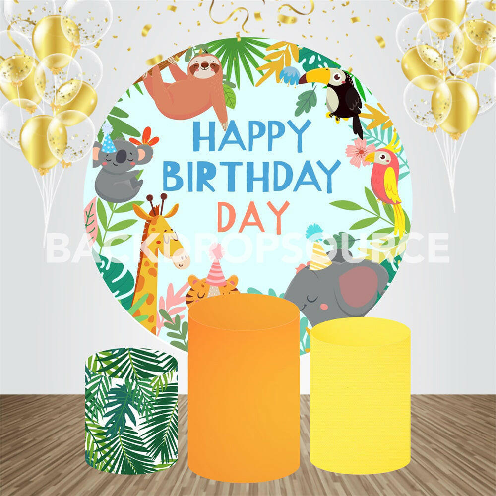 Animal Themed Birthday Event Party Round Backdrop Kit.