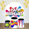 Colorful Birthday Event Party Round Backdrop Kit.