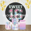 Sweet Sixteen Birthday Event Party Round Backdrop Kit.