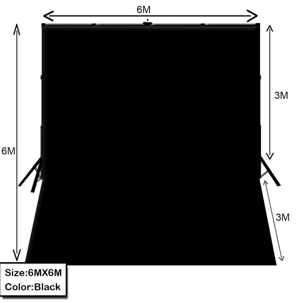 6m W x 6m H Black Photography Backdrop with Backdrop Stand.