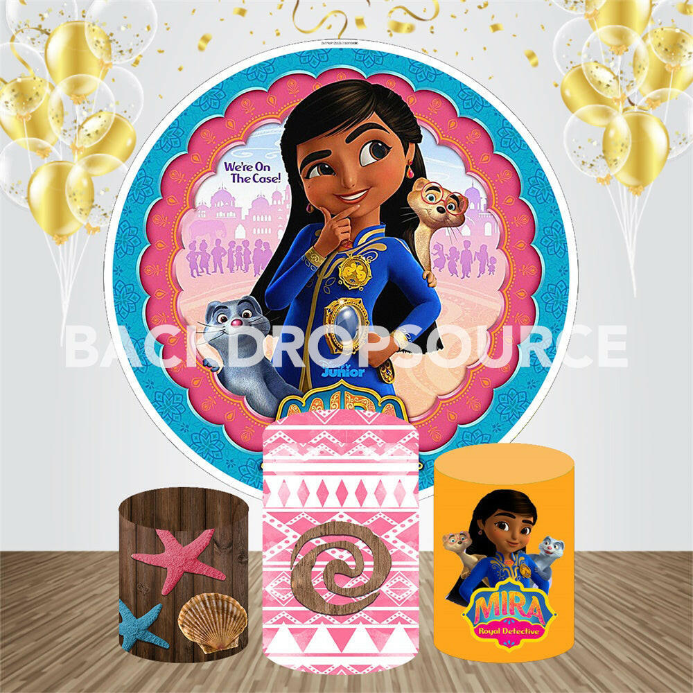 Mira Royal Detective Themed  Event Party Round Backdrop Kit.