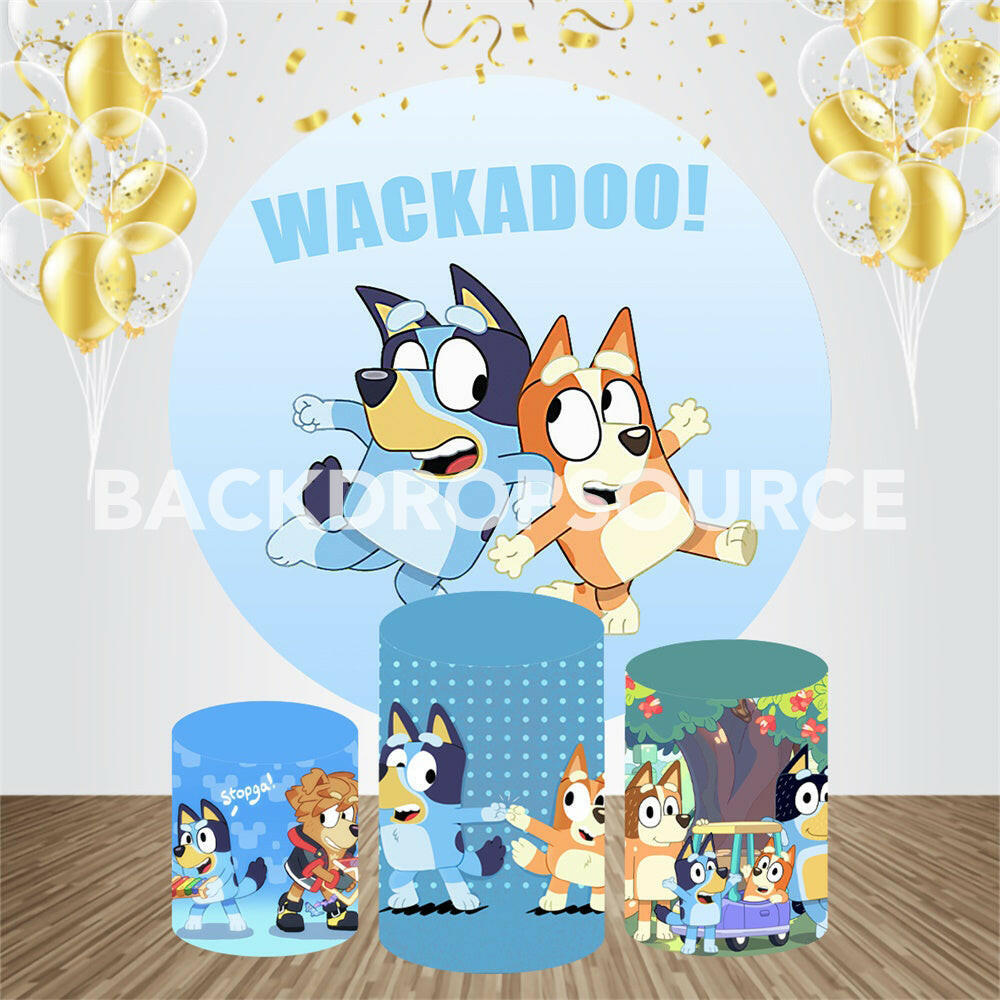 Bluey Fictional Character Event Party Round Backdrop Kit.