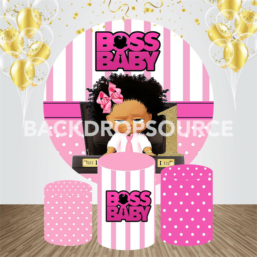 Boss Baby Girl Event Party Round Backdrop Kit.