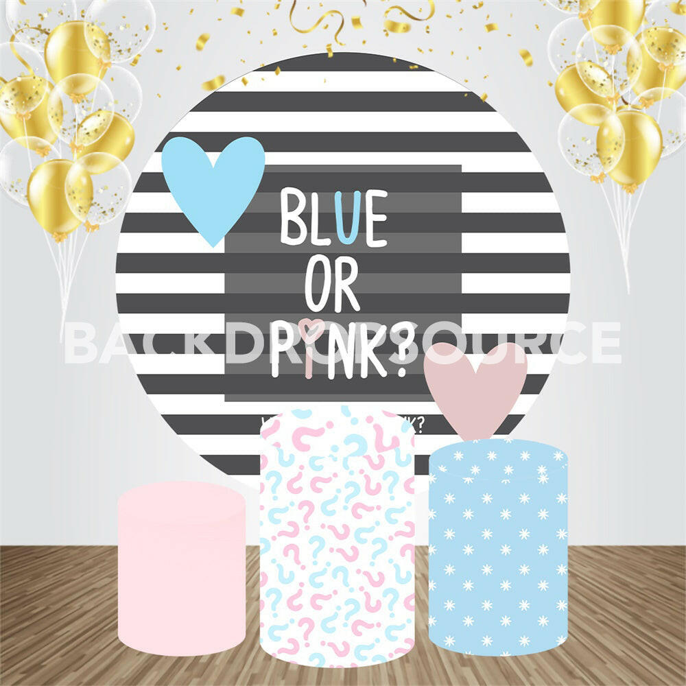 Blue and Pink Themed Gender Reveal Event Party Round Backdrop Kit.