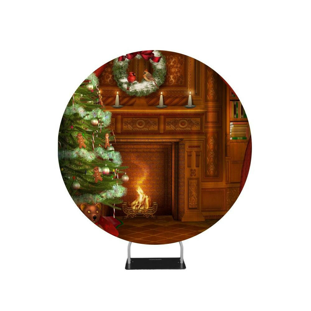 Chimney Christmas Photo Backdrop Circle backdrop stand.