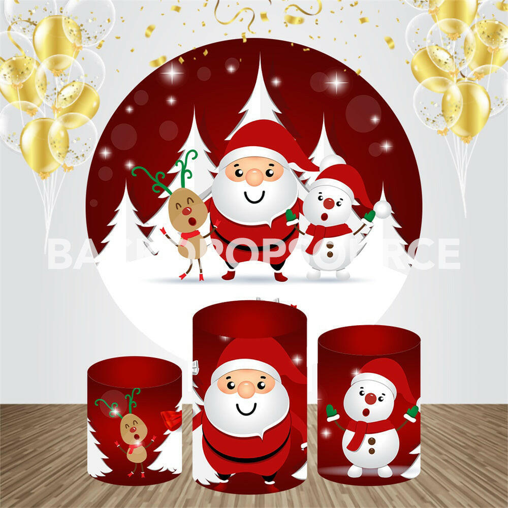 Santa Claus Themed Event Party Round Backdrop Kit.
