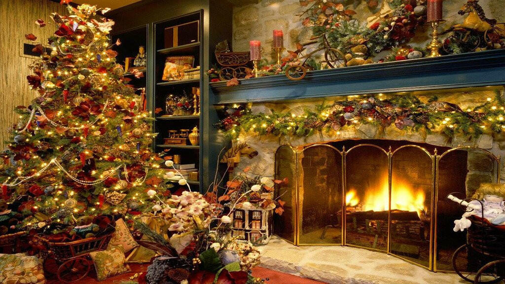 Christmas Decorated Room Backdrop.