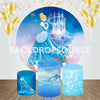 Blue Glittery Princess Event Party Round Backdrop Kit.