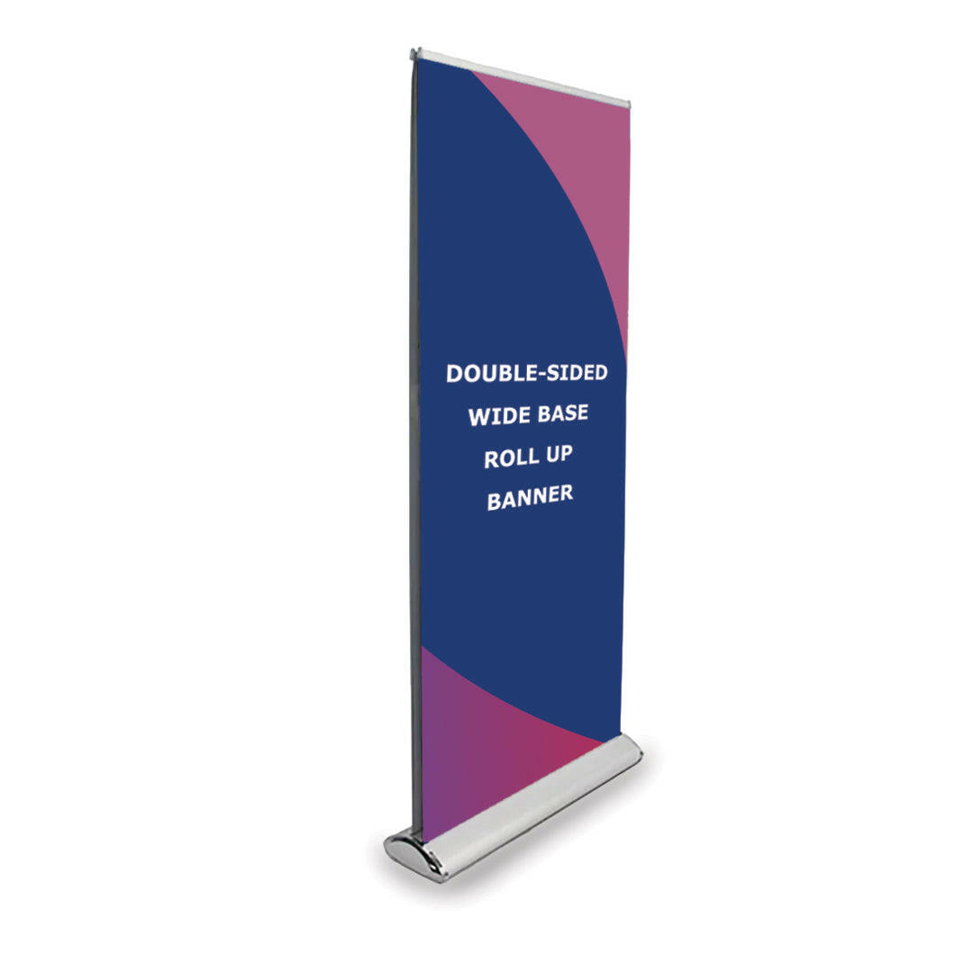 Double-screen wide base Roll Up Banner.
