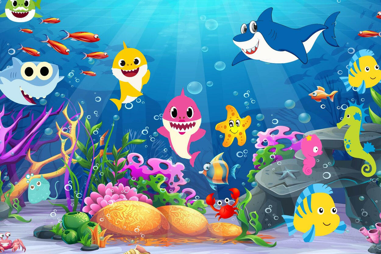 Sea Animals Cartoon Backdrop.