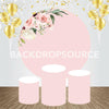 Pink Floral Themed Event Party Round Backdrop Kit.