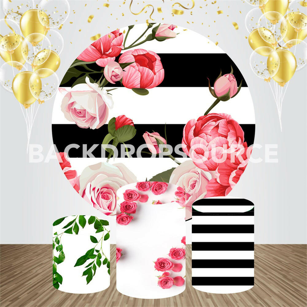 Floral Themed Event Party Round Backdrop Kit.