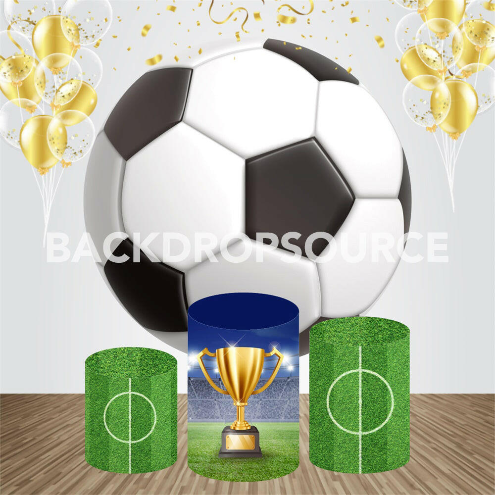 Soccer Ball Themed Event Party Round Backdrop Kit.