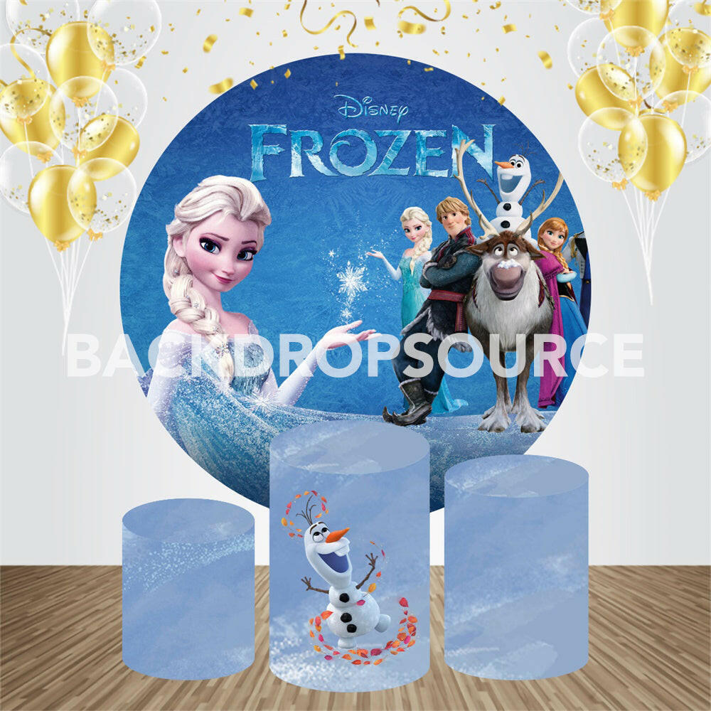 Frozen 2 Comic Characters Themed Event Party Round Backdrop Kit.