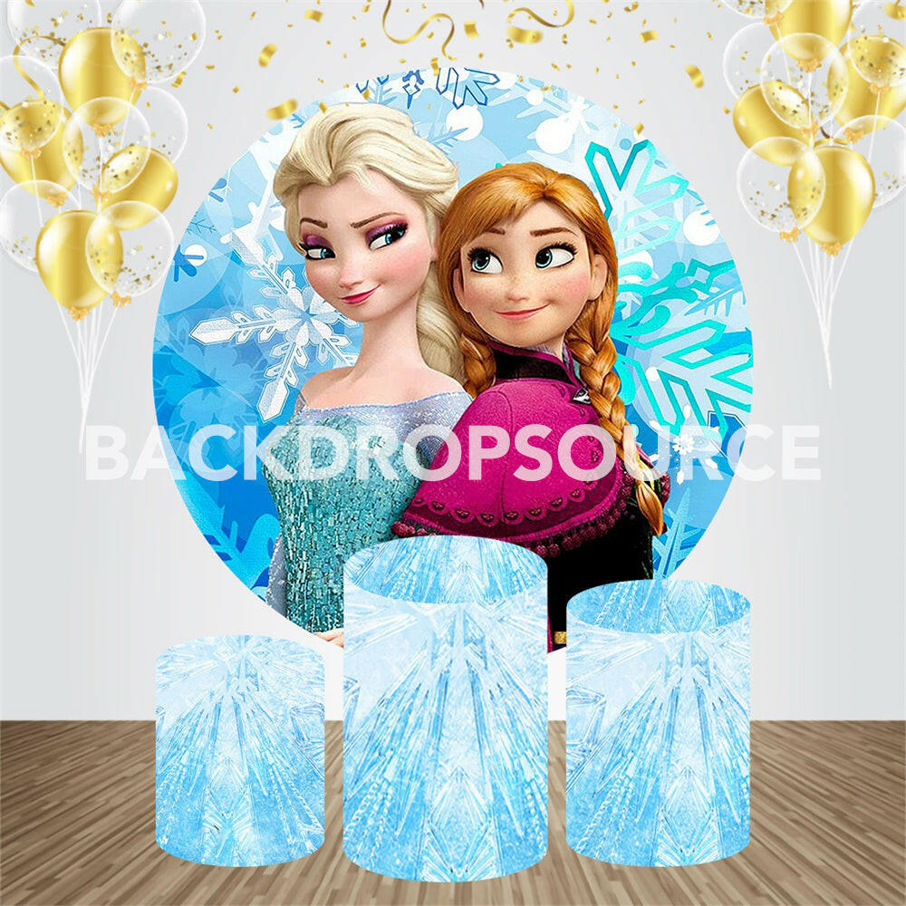 Frozen Princess Event Party Round Backdrop Kit - Model 4.