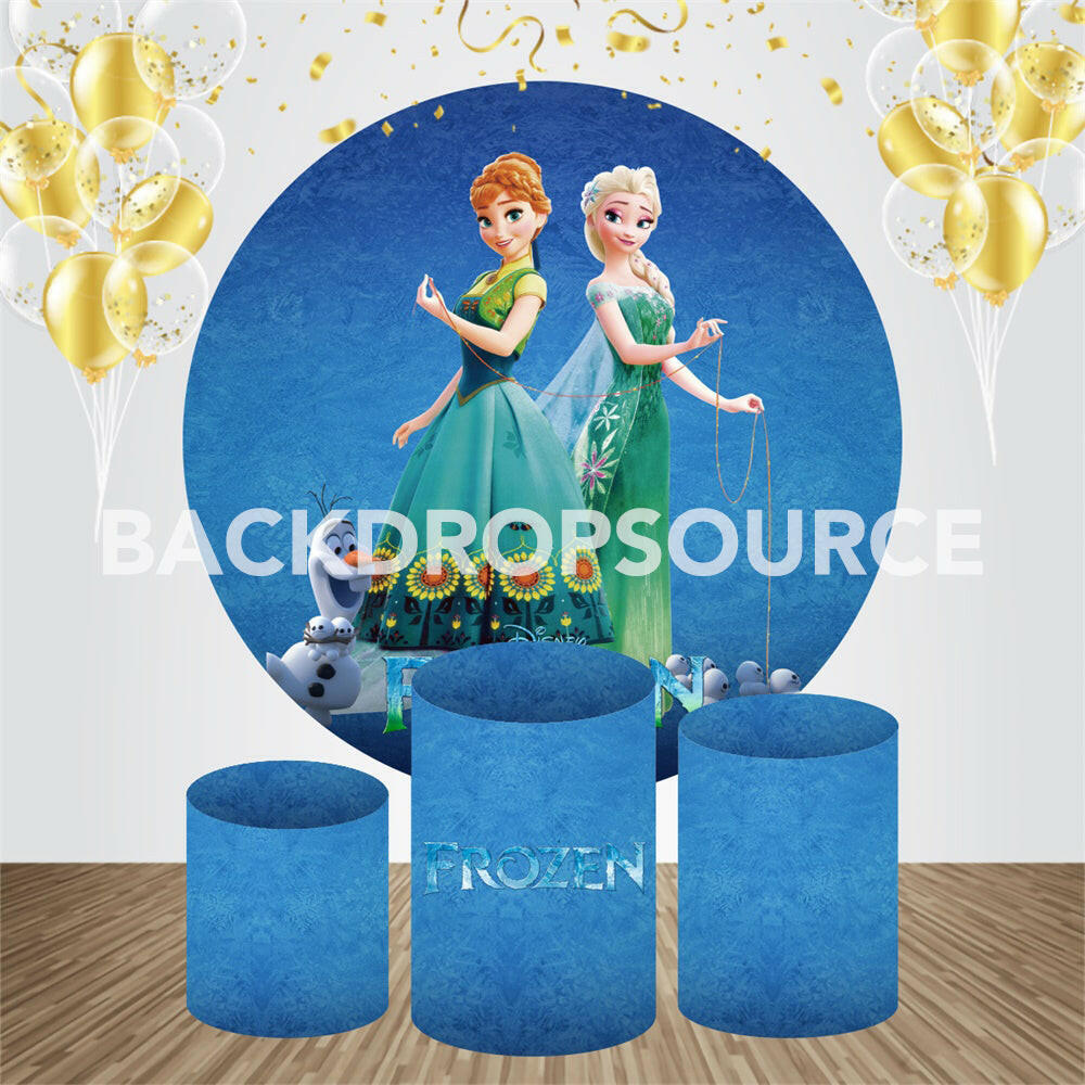 Frozen Cute Princess Event Party Round Backdrop Kit.
