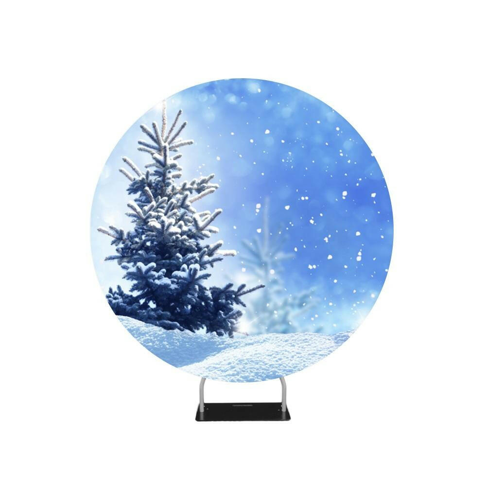Frozen Tree Blue Glittering Sky Backdrop Circle backdrop stand.
