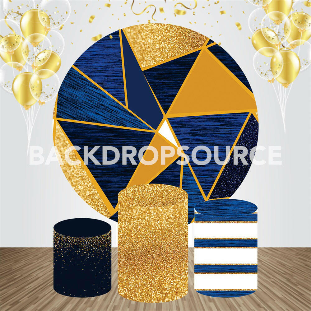 Golden Glitter Event Party Round Backdrop Kit.