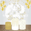 White Glitter Event Party Round Backdrop Kit.