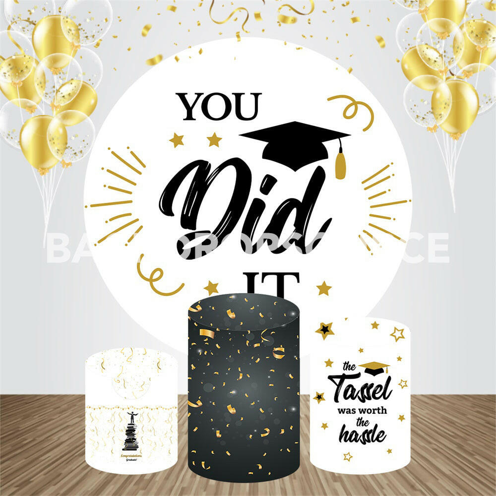 Graduation Themed Event Party Round Backdrop Kit.