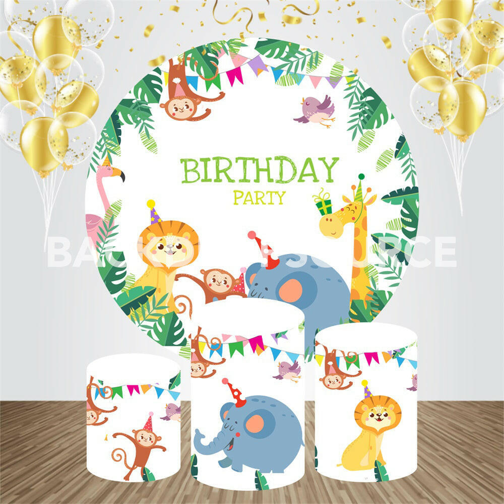 Jungle Themed Birthday Event Party Round Backdrop Kit.