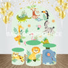Cartoon Animals Themed Birthday Event Party Round Backdrop Kit.