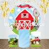 Cartoon Farm With Animals Themed Birthday Event Party Round Backdrop Kit.