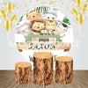 Baby Cartoon Animals Themed Birthday Event Party Round Backdrop Kit.