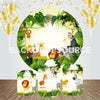 Cartoon Jungle And Animals Themed Birthday Event Party Round Backdrop Kit.
