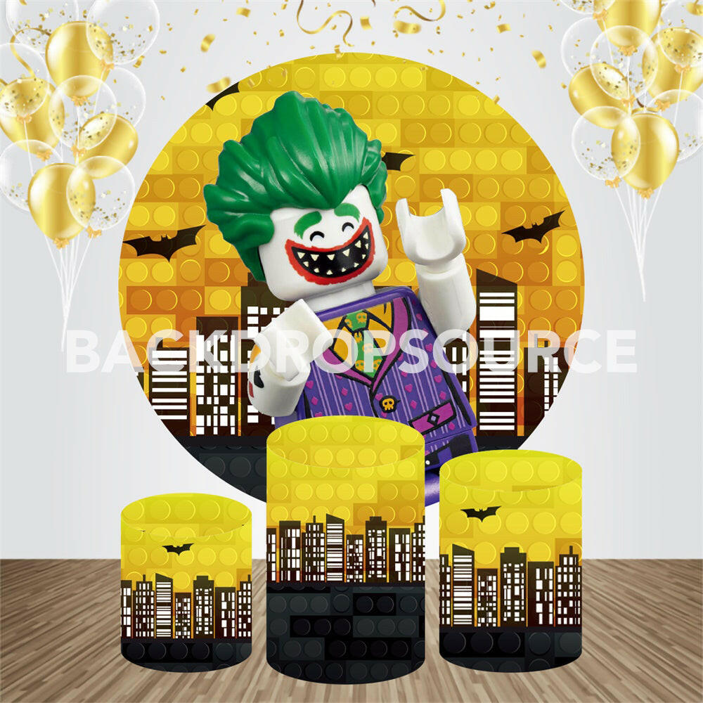 Toy Building Block Designed Event Party Round Backdrop Kit.