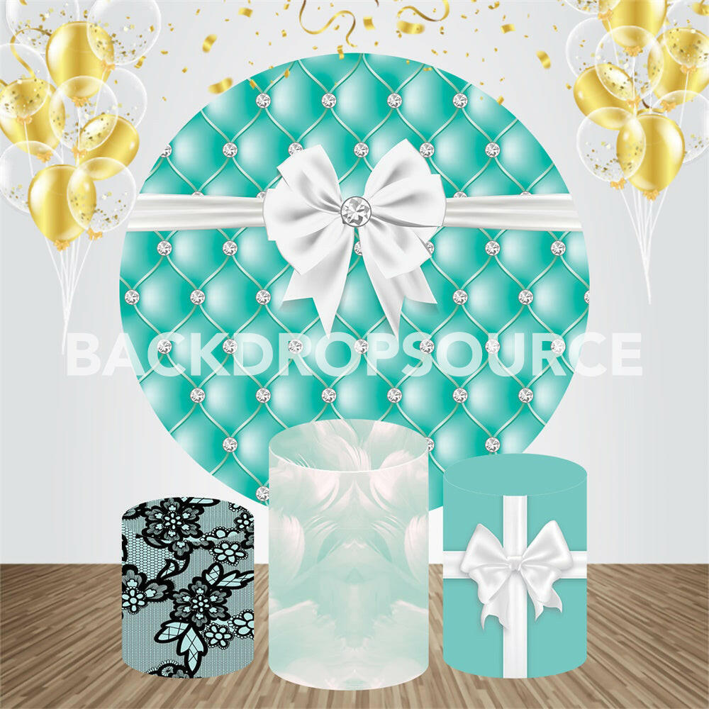 Diamond Decorated Themed Event Party Round Backdrop Kit.